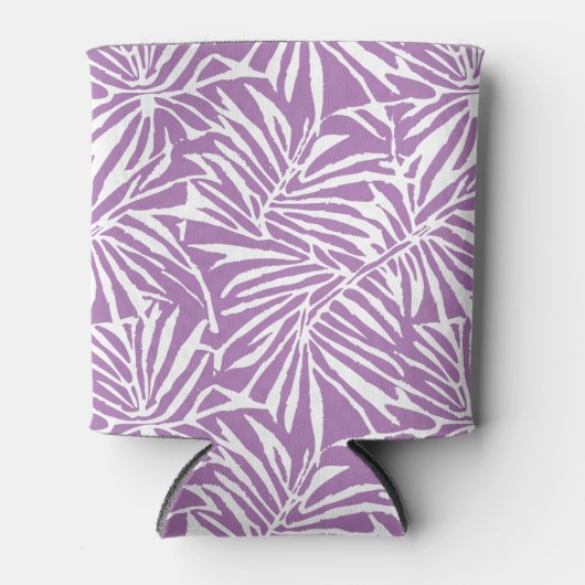 Rafraîchisseur Pour Canette Motif de répétition Pale Purple Tropical Leaf (Devant)