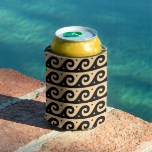 Rafraîchisseur Pour Canette Motif de vague méditerranéen, Fret grec, Brun