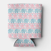 Rafraîchisseur Pour Canette Motif d'éléphants ethniques rose et Turquoise (Devant)