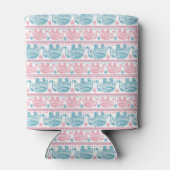 Rafraîchisseur Pour Canette Motif d'éléphants ethniques rose et Turquoise (Dos)