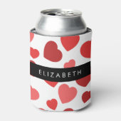 Rafraîchisseur Pour Canette Motif Des Coeurs, Coeurs Rouges, Votre Nom (Can devant)