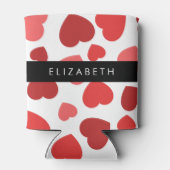 Rafraîchisseur Pour Canette Motif Des Coeurs, Coeurs Rouges, Votre Nom (Dos)