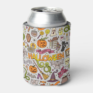 Rafraîchisseur Pour Canette Motif d'objets de doodles d'Halloween colorés