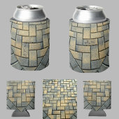 Rafraîchisseur Pour Canette Motif en brique jaune et gris avec initiales