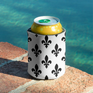 Rafraîchisseur Pour Canette Motif Fleur de Lis, Royal Français, Noir sur Blanc