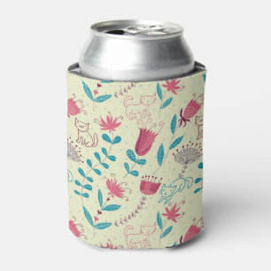 Rafraîchisseur Pour Canette Motif floral avec des chats de bande dessinée