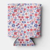 Rafraîchisseur Pour Canette Motif floral bleu et corail (Devant)