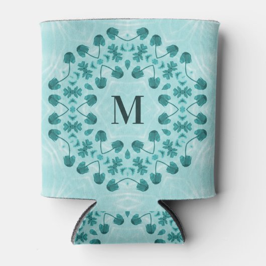 Rafraîchisseur Pour Canette Motif floral, bleu Turquoise initial (Devant)