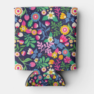 Rafraîchisseur Pour Canette Motif floral exotique peint à la main