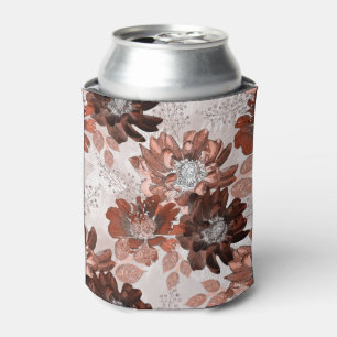 Rafraîchisseur Pour Canette Motif floral gris-marron.