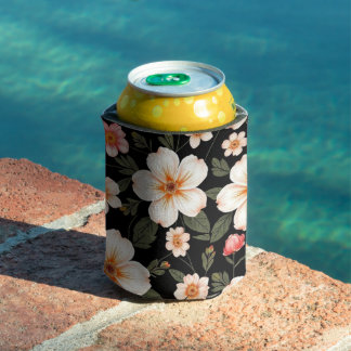 Rafraîchisseur Pour Canette Motif floral lumineux sur fond noir