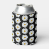 Rafraîchisseur Pour Canette Motif floral marguerrier blanc sur noir (Can devant)