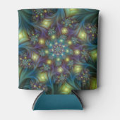 Rafraîchisseur Pour Canette Motif fractal bleu moderne éclairé (Devant)