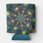 Rafraîchisseur Pour Canette Motif fractal bleu moderne éclairé (Dos)