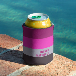 Rafraîchisseur Pour Canette Motif gris rose et gris foncé pourpre rayures