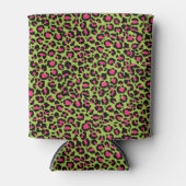 Rafraîchisseur Pour Canette Motif léopard en framboise sur Lime Green (Devant)