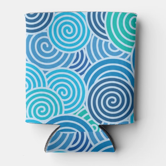 Rafraîchisseur Pour Canette Motif moderne à spirale bleue (Devant)