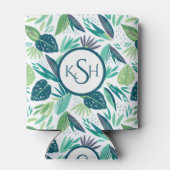 Rafraîchisseur Pour Canette Motif moderne de feuilles tropicales vertes (Dos)