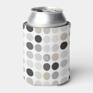 Rafraîchisseur Pour Canette Motif monogramme à pois noir et blanc moderne
