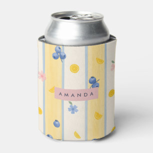 Rafraîchisseur Pour Canette Motif personnalisé bleu pastel myrtille et citron