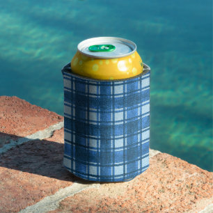 Rafraîchisseur Pour Canette Motif Plaid bleu et blanc moderne Denim