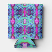 Rafraîchisseur Pour Canette Motif psychédélique vert et bleu Hibiscus (Devant)