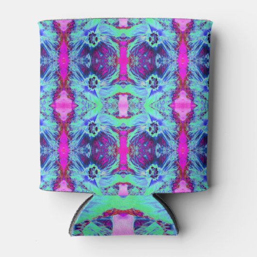 Rafraîchisseur Pour Canette Motif psychédélique vert et bleu Hibiscus (Devant)