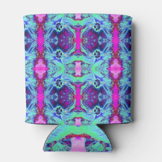 Rafraîchisseur Pour Canette Motif psychédélique vert et bleu Hibiscus (Dos)