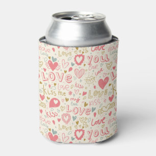 Rafraîchisseur Pour Canette Motif romantique avec des coeurs et des lèvres