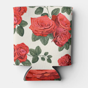 Rafraîchisseur Pour Canette Motif rose vintage, design floral.