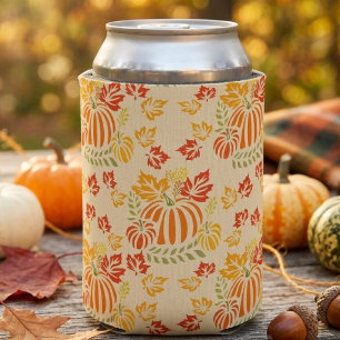 Rafraîchisseur Pour Canette Motif sans couture de citrouille d'automne et de f