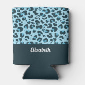 Rafraîchisseur Pour Canette Motif tacheté tendance léopard bleu clair avec nom (Dos)