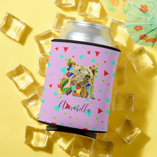 Rafraîchisseur Pour Canette Motif triangle d'ours rose moderne (Été in situ)