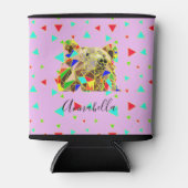 Rafraîchisseur Pour Canette Motif triangle d'ours rose moderne (Devant)