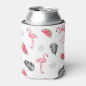 Rafraîchisseur Pour Canette Motif tropical aux flamants roses. (Can devant)