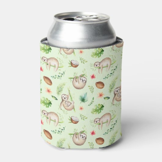 Rafraîchisseur Pour Canette Motif Tropical Coconut Sloth (Can devant)