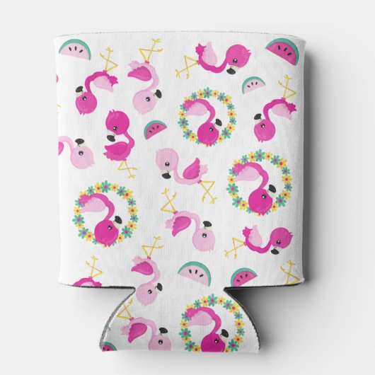 Rafraîchisseur Pour Canette Motif tropical, Flamants roses, pastèques, Fleurs (Dos)
