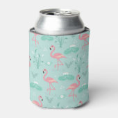 Rafraîchisseur Pour Canette Motif vert Flamants roses rose Pastel (Can devant)