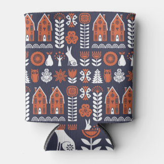 Rafraîchisseur Pour Canette Motif Vintage d'art populaire scandinave