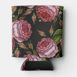 Rafraîchisseur Pour Canette Motif vintage de broderie de rose rouge