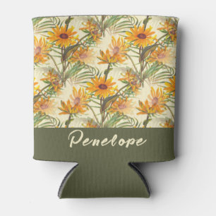 Rafraîchisseur Pour Canette Motif vintage Sunflower avec nom Bridesmaid