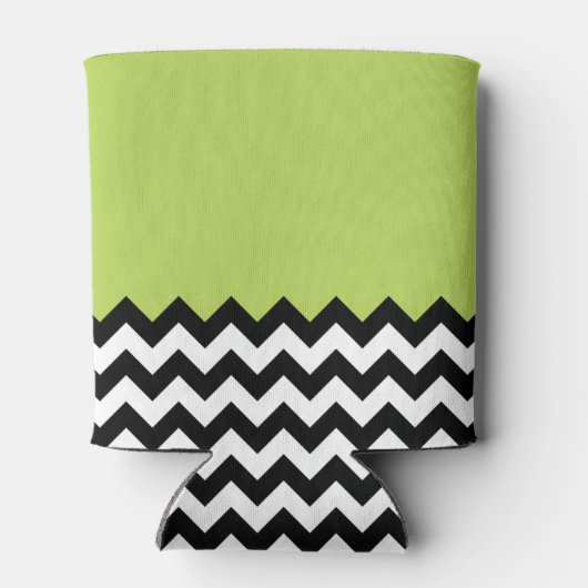 Rafraîchisseur Pour Canette Motif Zigzag noir et blanc, Chevron, Vert (Dos)