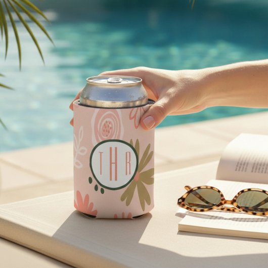 Rafraîchisseur Pour Canette Mousse de monogramme Brown Floral