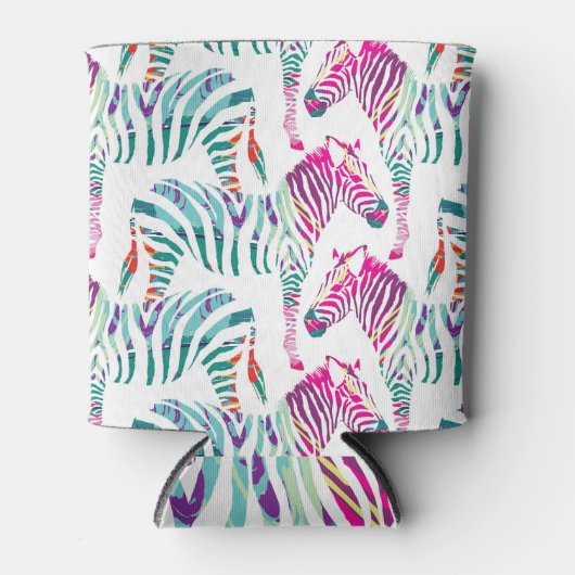 Rafraîchisseur Pour Canette Multicolor Zebra : Fashion Jungle Print. (Devant)