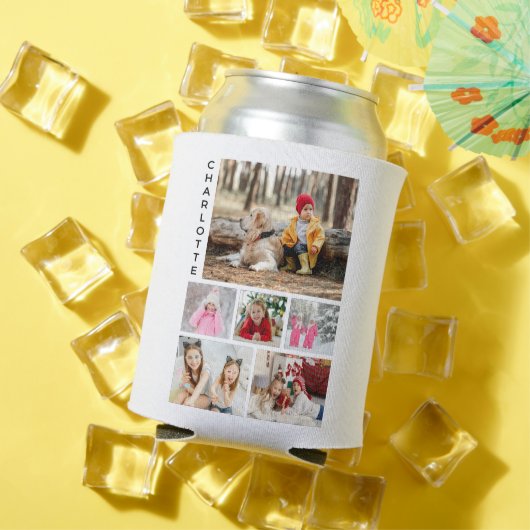 Rafraîchisseur Pour Canette Multiphoto Collage moderne Nom personnalisé (Été in situ)