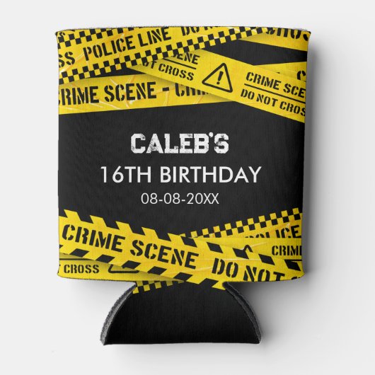 Rafraîchisseur Pour Canette Murder Mystery Party Jaune Ne pas croiser les band (Devant)