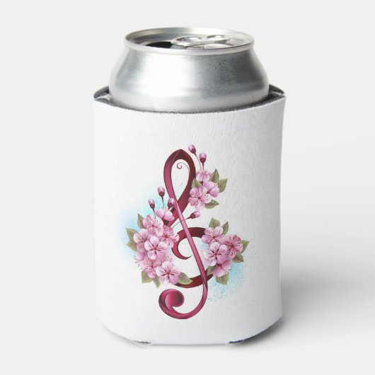 Rafraîchisseur Pour Canette Musical treble clef notes with sakura flowers (Can devant)