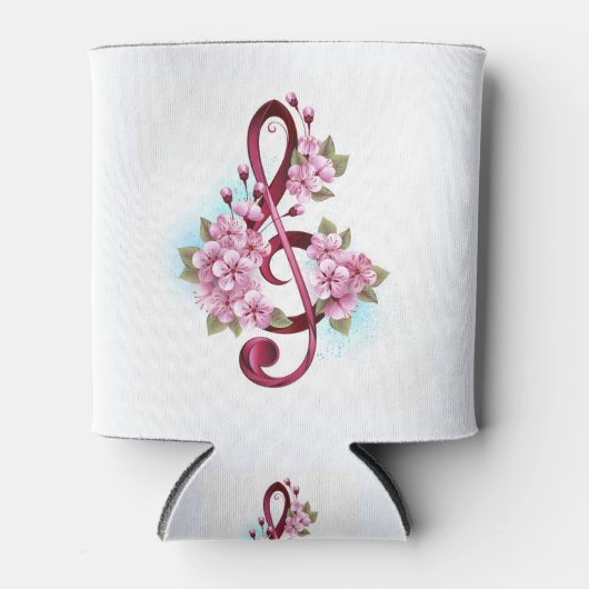 Rafraîchisseur Pour Canette Musical treble clef notes with sakura flowers (Devant)