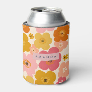 Rafraîchisseur Pour Canette Mustard Rétro Personnalisé et Fleurs Roses Florale