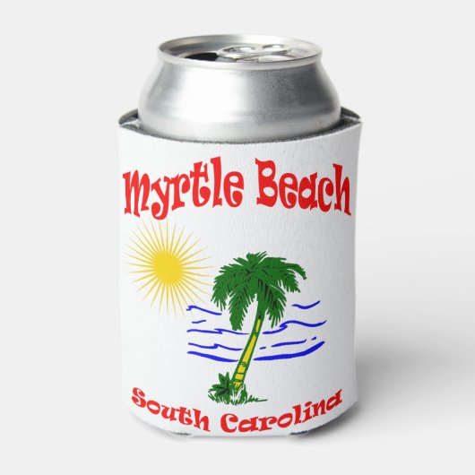 Rafraîchisseur Pour Canette Myrtle Beach SC Palm Tree Water Design (Can devant)